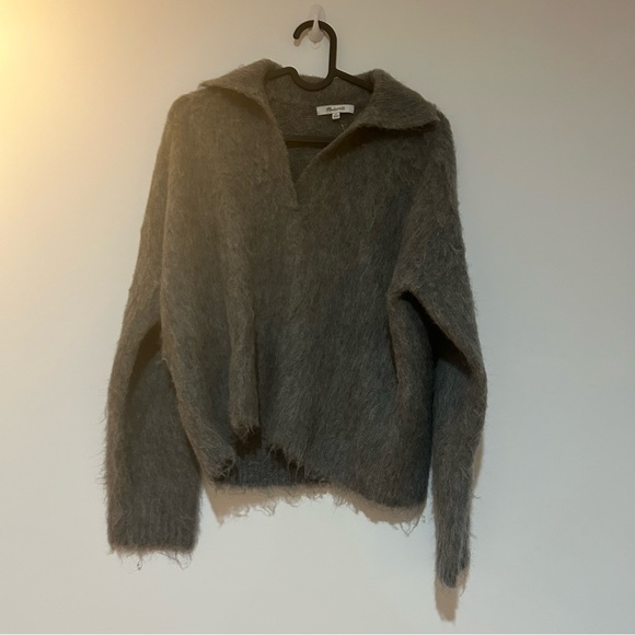Madewell Brushed Polo Wool Blend Grey Sweater - Picture 2 of 5